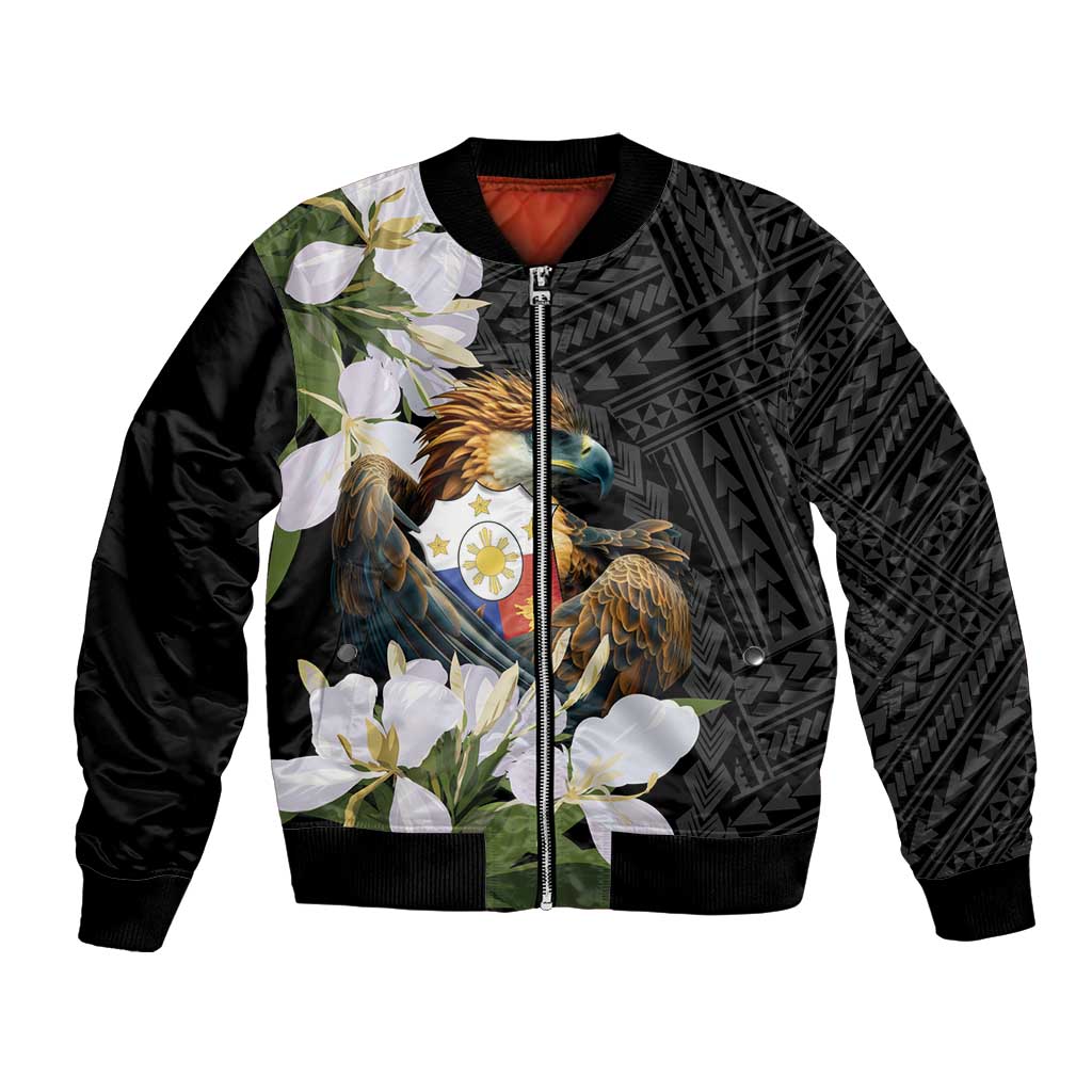 Philippines Eagle with Coat Of Arm Bomber Jacket Simple Sampaguita Jasmine