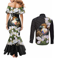 Philippines Eagle with Coat Of Arm Couples Matching Mermaid Dress and Long Sleeve Button Shirt Simple Sampaguita Jasmine