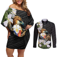 Philippines Eagle with Coat Of Arm Couples Matching Off Shoulder Short Dress and Long Sleeve Button Shirt Simple Sampaguita Jasmine