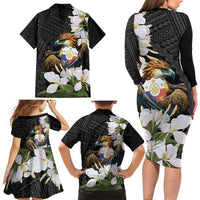 Philippines Eagle with Coat Of Arm Family Matching Long Sleeve Bodycon Dress and Hawaiian Shirt Simple Sampaguita Jasmine