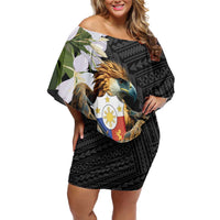 Philippines Eagle with Coat Of Arm Family Matching Off Shoulder Short Dress and Hawaiian Shirt Simple Sampaguita Jasmine