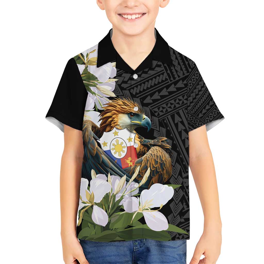 Philippines Eagle with Coat Of Arm Family Matching Tank Maxi Dress and Hawaiian Shirt Simple Sampaguita Jasmine