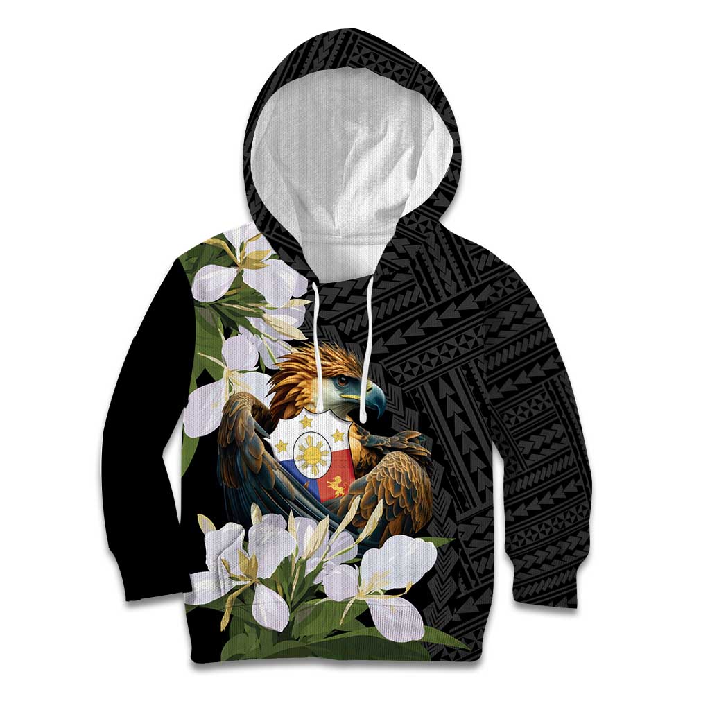 Philippines Eagle with Coat Of Arm Kid Hoodie Simple Sampaguita Jasmine