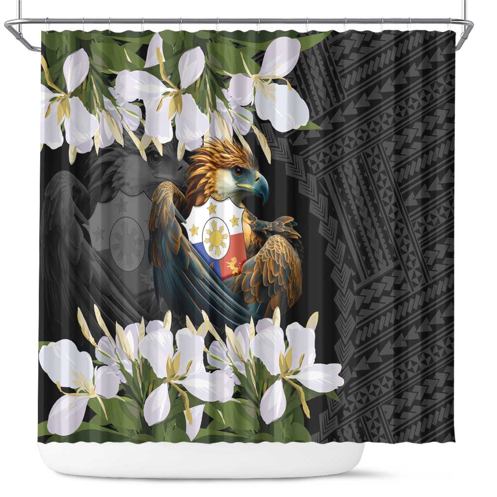 Philippines Eagle with Coat Of Arm Shower Curtain Simple Sampaguita Jasmine