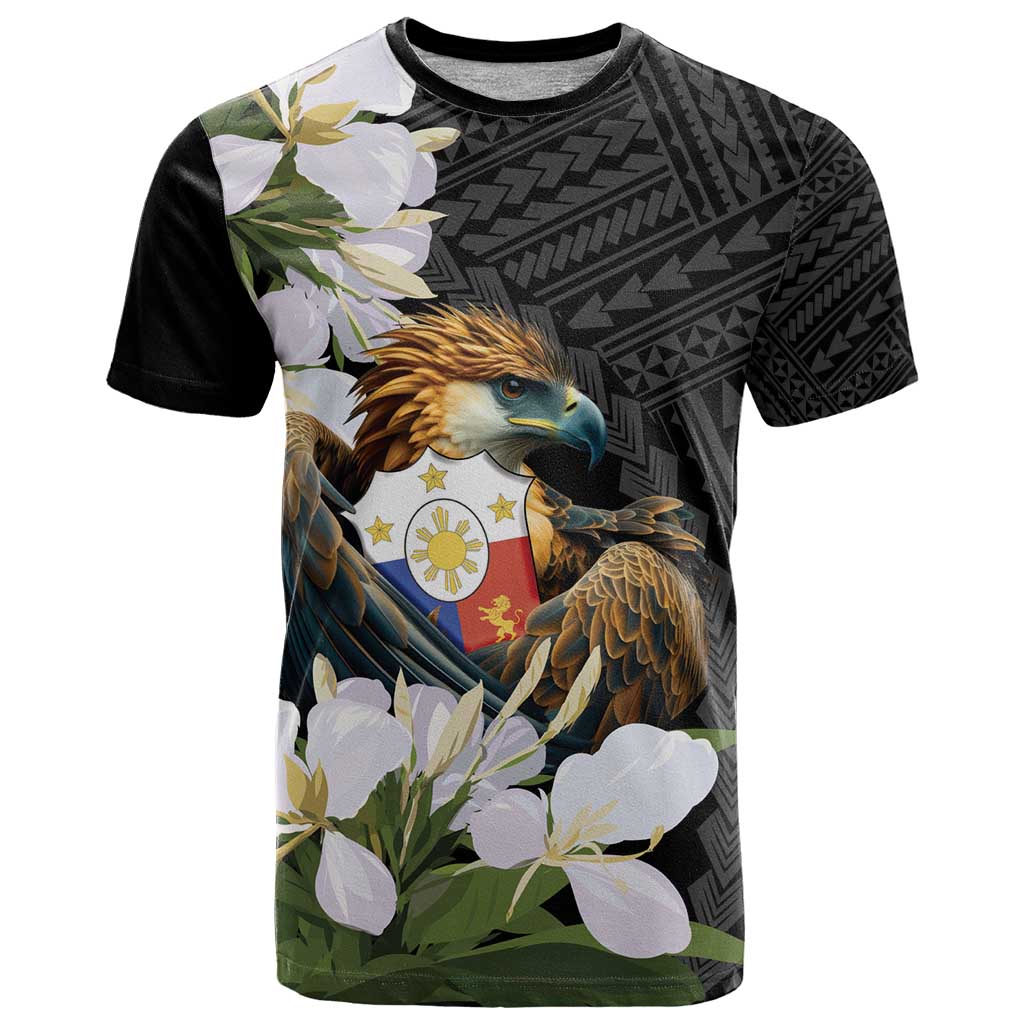 Philippines Eagle with Coat Of Arm T Shirt Simple Sampaguita Jasmine