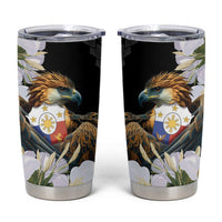 Philippines Eagle with Coat Of Arm Tumbler Cup Simple Sampaguita Jasmine LT9 Black - Polynesian Pride