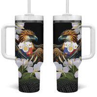 Philippines Eagle with Coat Of Arm Tumbler With Handle Simple Sampaguita Jasmine LT9 One Size: 40 oz Black - Polynesian Pride