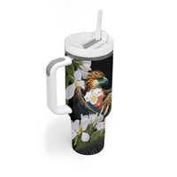 Philippines Eagle with Coat Of Arm Tumbler With Handle Simple Sampaguita Jasmine LT9 - Polynesian Pride