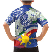 Philippines Flag Family Matching Mermaid Dress and Hawaiian Shirt Sampaguita Jasmine with Polynesian Tribal