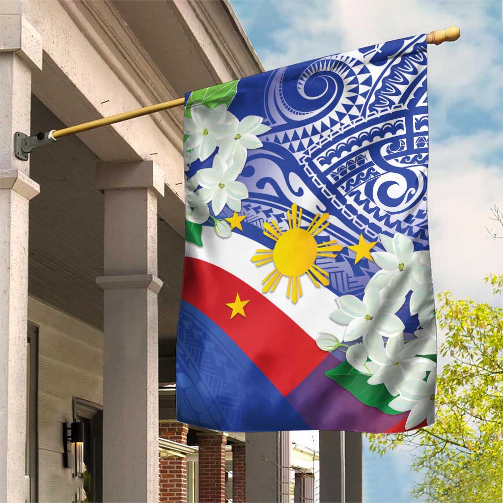 Philippines Flag Garden Flag Sampaguita Jasmine with Polynesian Tribal