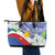 Philippines Flag Leather Tote Bag Sampaguita Jasmine with Polynesian Tribal