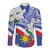 Philippines Flag Long Sleeve Button Shirt Sampaguita Jasmine with Polynesian Tribal