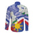 Philippines Flag Long Sleeve Button Shirt Sampaguita Jasmine with Polynesian Tribal