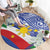 Philippines Flag Round Carpet Sampaguita Jasmine with Polynesian Tribal