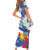 Philippines Flag Short Sleeve Bodycon Dress Sampaguita Jasmine with Polynesian Tribal