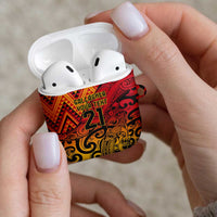 New Zealand Rangatira Custom AirPods Case Red and Gold Niho Taniwha Maori Tribal - Polynesian Pride