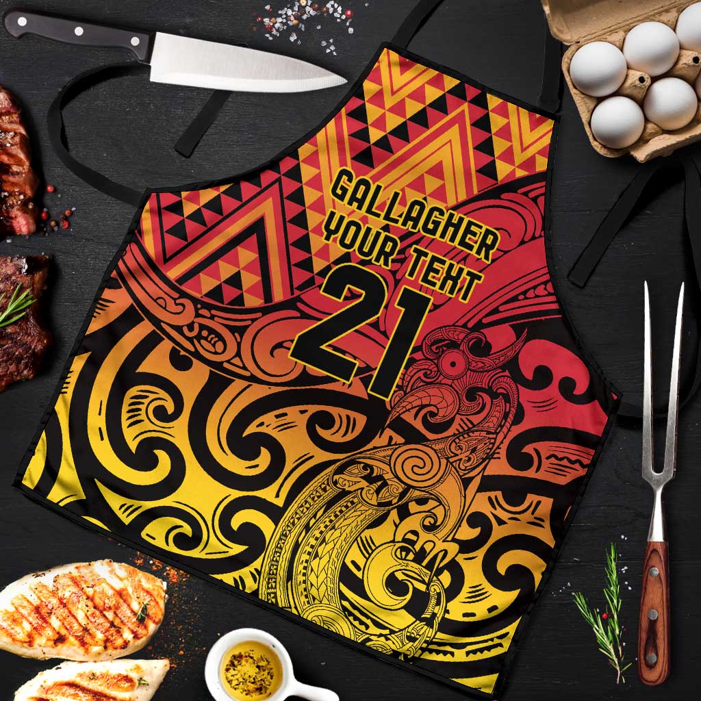 New Zealand Rangatira Custom Apron Red and Gold Niho Taniwha Maori Tribal - Polynesian Pride