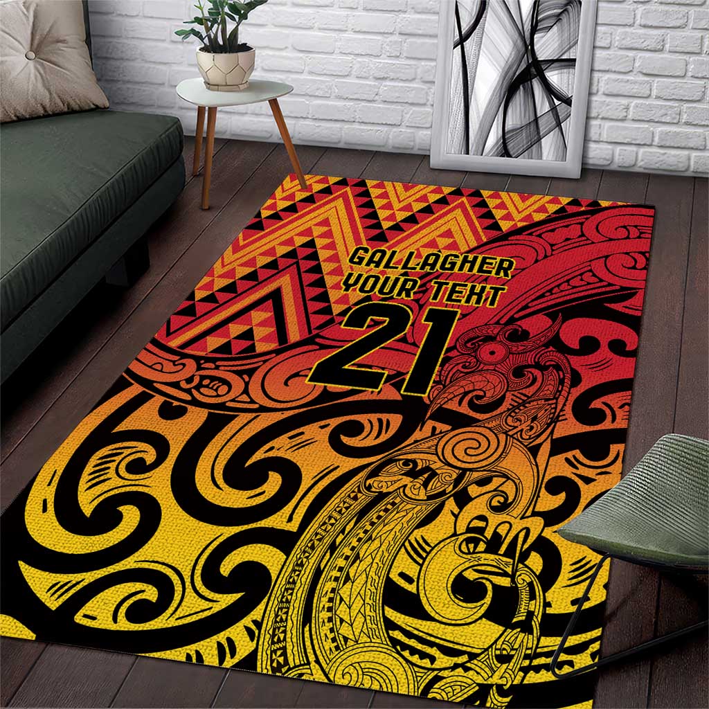 New Zealand Rangatira Custom Area Rug Red and Gold Niho Taniwha Maori Tribal LT9 Gold - Polynesian Pride