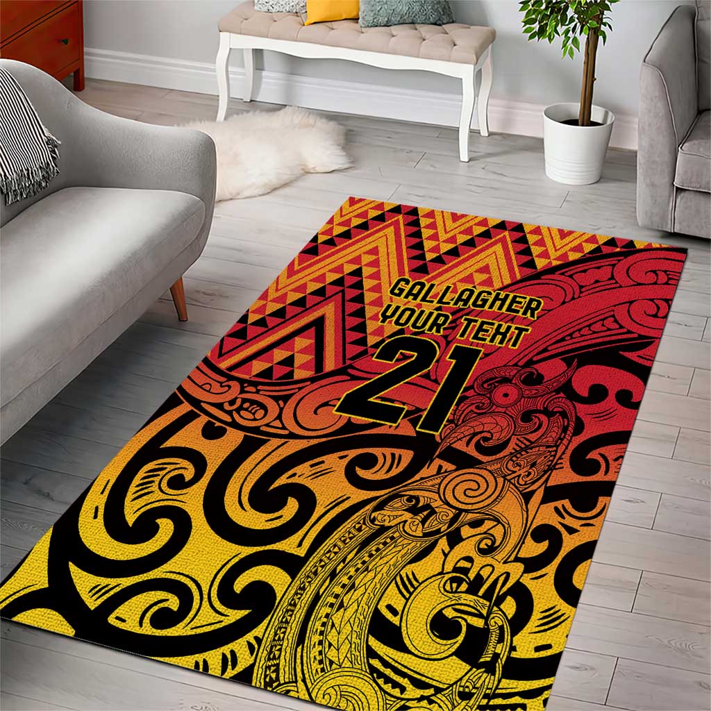 New Zealand Rangatira Custom Area Rug Red and Gold Niho Taniwha Maori Tribal LT9 - Polynesian Pride