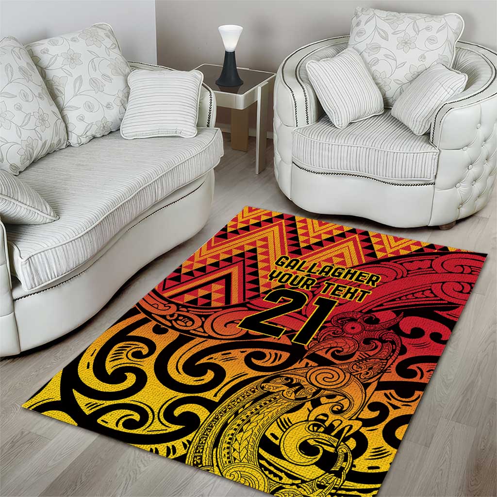 New Zealand Rangatira Custom Area Rug Red and Gold Niho Taniwha Maori Tribal LT9 - Polynesian Pride