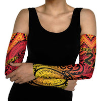 New Zealand Rangatira Custom Arm Sleeves Red and Gold Niho Taniwha Maori Tribal - Polynesian Pride