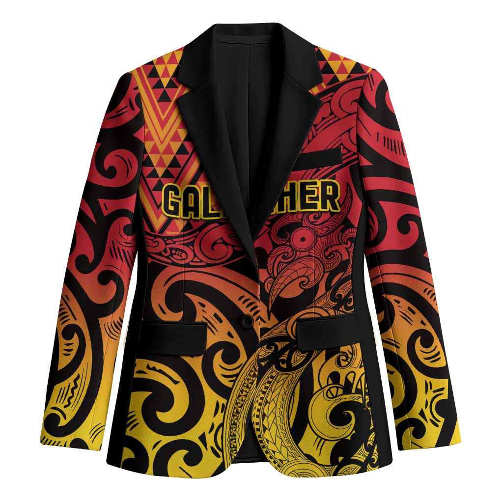 New Zealand Rangatira Custom Blazer Red and Gold Niho Taniwha Maori Tribal LT9 Unisex Gold - Polynesian Pride
