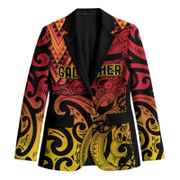 New Zealand Rangatira Custom Blazer Red and Gold Niho Taniwha Maori Tribal LT9 Unisex Gold - Polynesian Pride