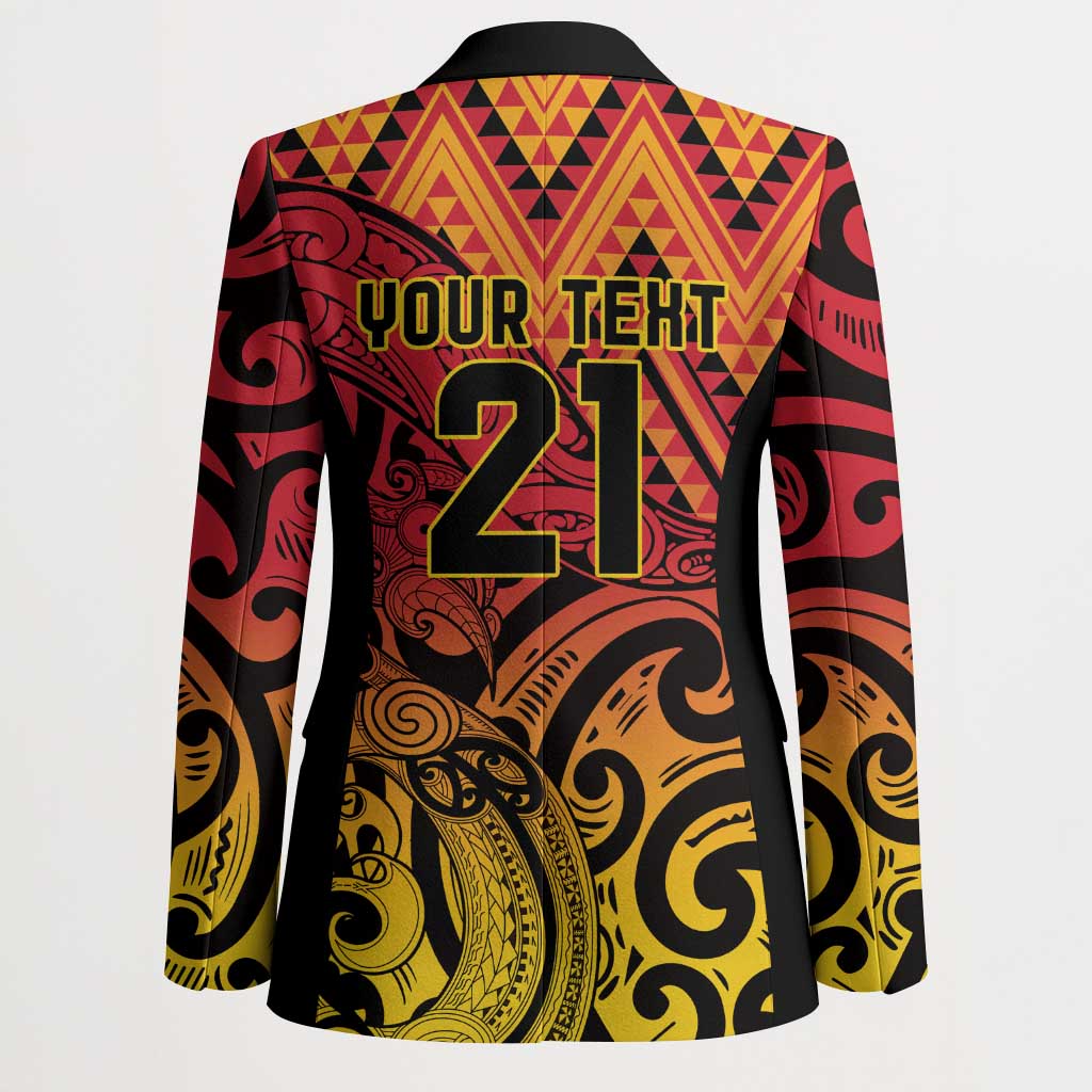 New Zealand Rangatira Custom Blazer Red and Gold Niho Taniwha Maori Tribal LT9 - Polynesian Pride