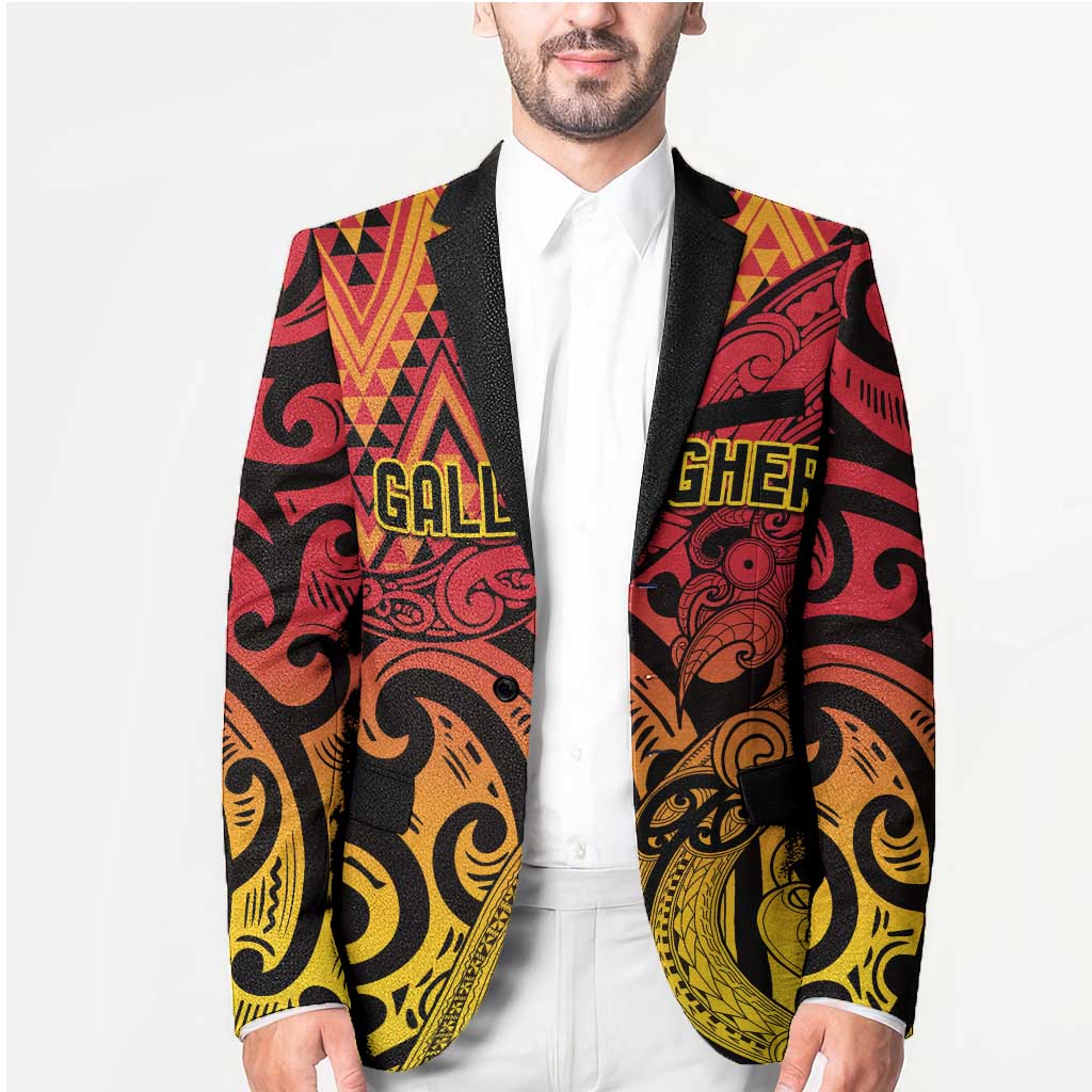 New Zealand Rangatira Custom Blazer Red and Gold Niho Taniwha Maori Tribal LT9 - Polynesian Pride