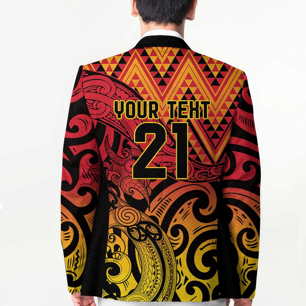 New Zealand Rangatira Custom Blazer Red and Gold Niho Taniwha Maori Tribal LT9 - Polynesian Pride