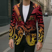 New Zealand Rangatira Custom Blazer Red and Gold Niho Taniwha Maori Tribal LT9 - Polynesian Pride