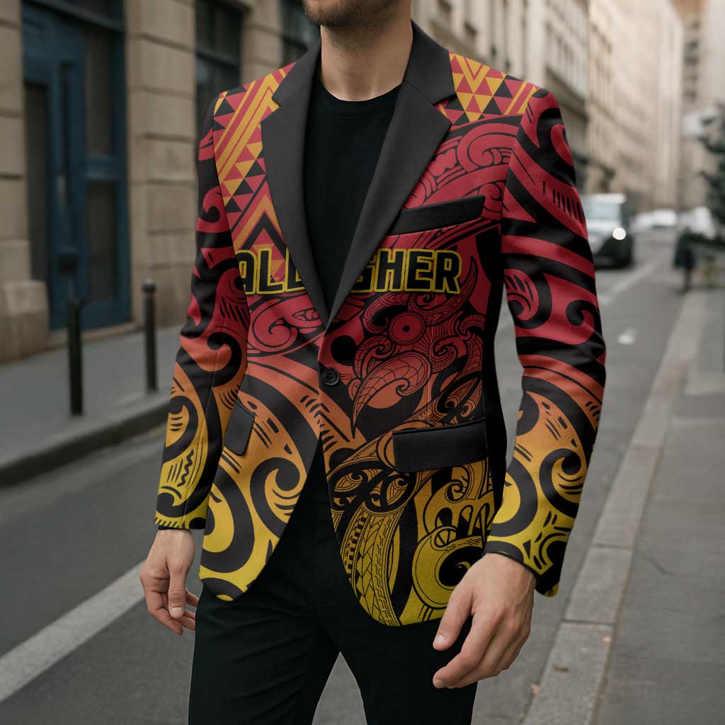 New Zealand Rangatira Custom Blazer Red and Gold Niho Taniwha Maori Tribal LT9 - Polynesian Pride