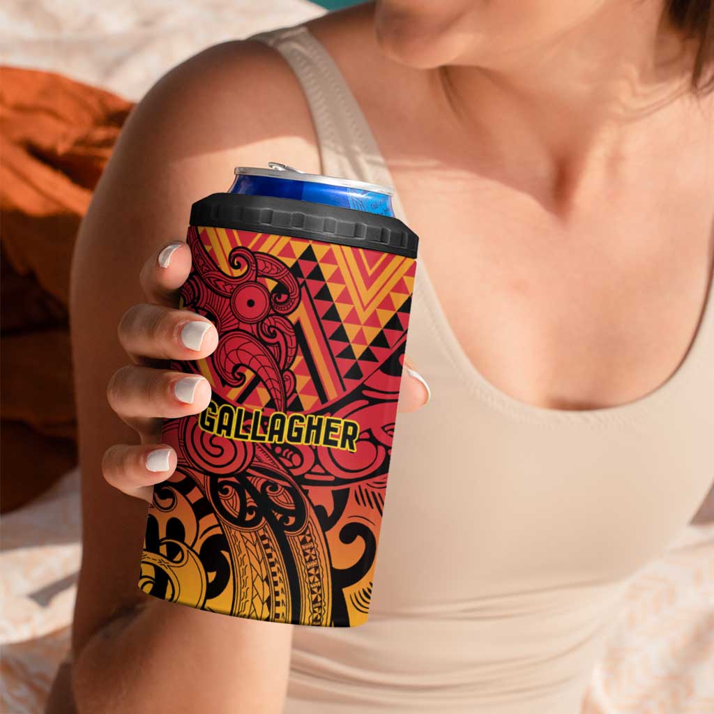 New Zealand Rangatira Custom 4 in 1 Can Cooler Tumbler Red and Gold Niho Taniwha Maori Tribal LT9 - Polynesian Pride