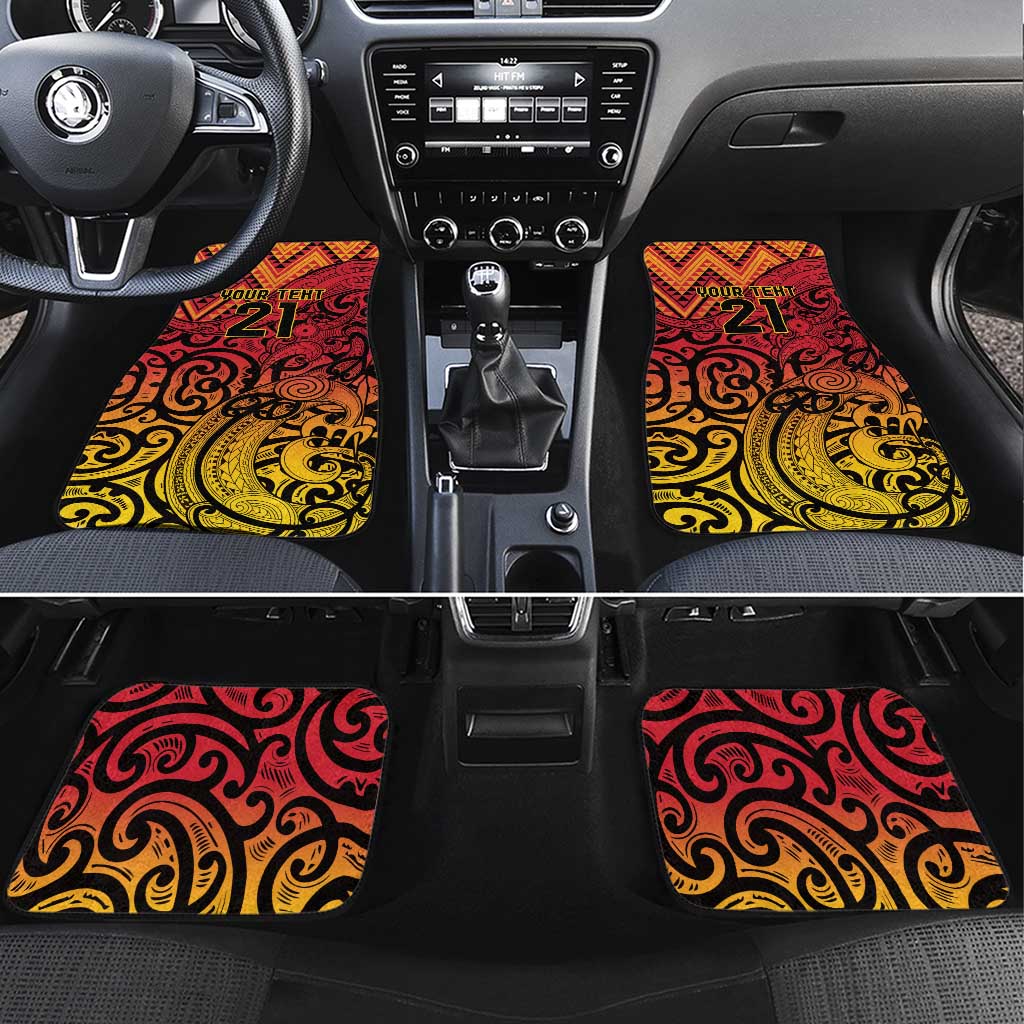 New Zealand Rangatira Custom Car Mats Red and Gold Niho Taniwha Maori Tribal LT9 Set 4pcs Gold - Polynesian Pride