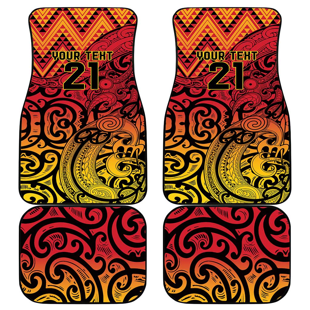 New Zealand Rangatira Custom Car Mats Red and Gold Niho Taniwha Maori Tribal LT9 - Polynesian Pride