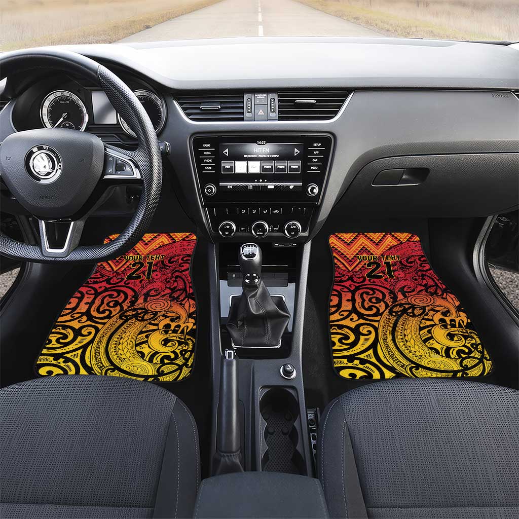 New Zealand Rangatira Custom Car Mats Red and Gold Niho Taniwha Maori Tribal LT9 Set 2pcs - Front Gold - Polynesian Pride