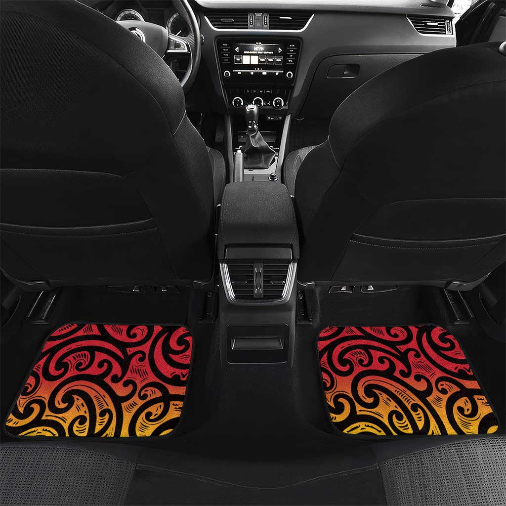 New Zealand Rangatira Custom Car Mats Red and Gold Niho Taniwha Maori Tribal LT9 Set 2pcs - Back Gold - Polynesian Pride