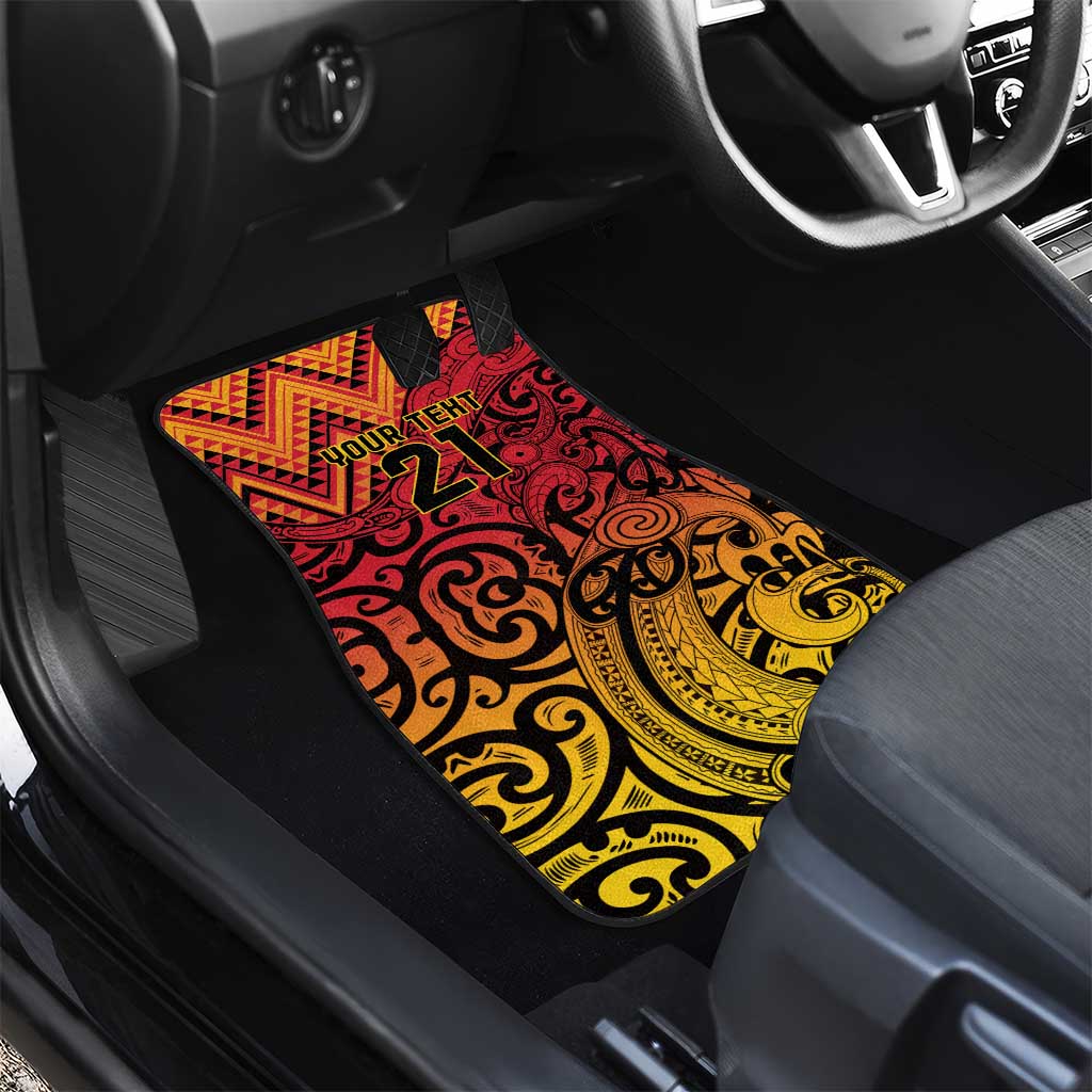 New Zealand Rangatira Custom Car Mats Red and Gold Niho Taniwha Maori Tribal LT9 - Polynesian Pride