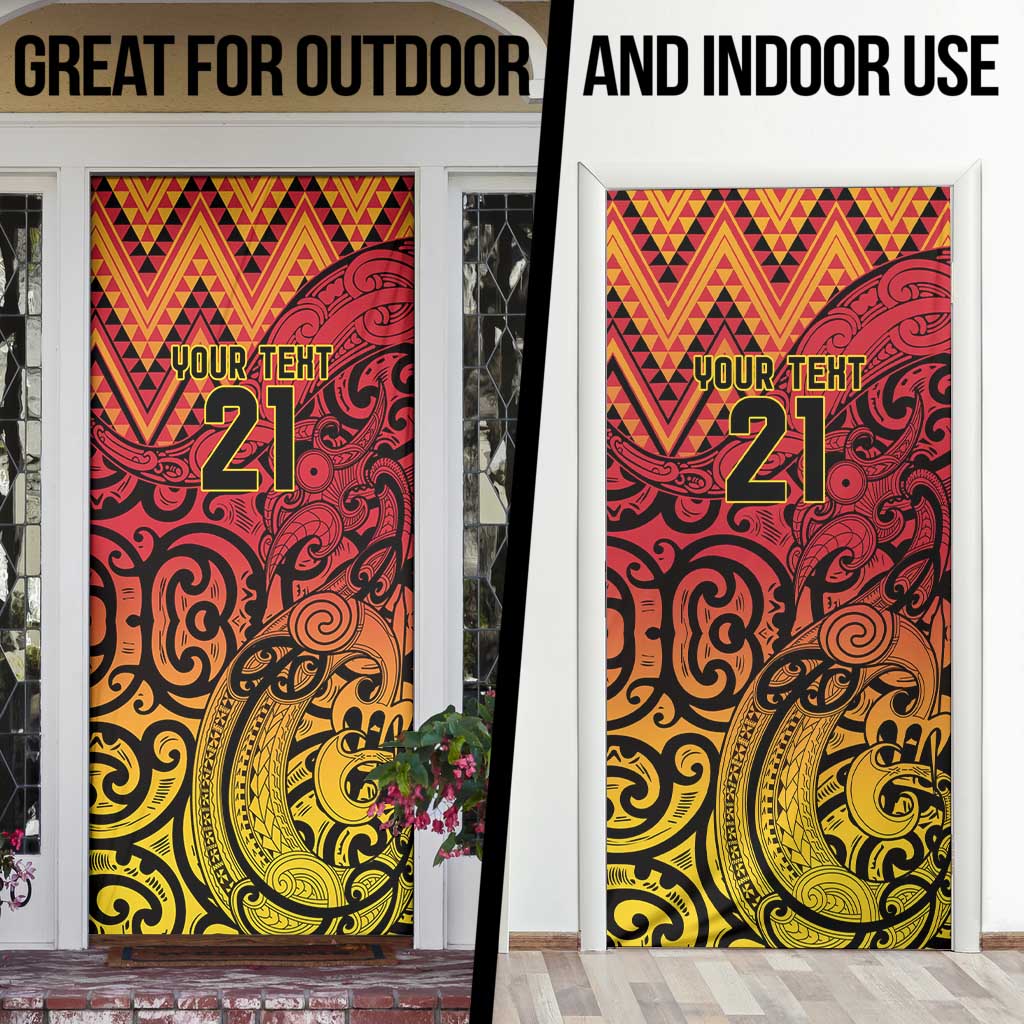 New Zealand Rangatira Custom Door Cover Red and Gold Niho Taniwha Maori Tribal - Polynesian Pride