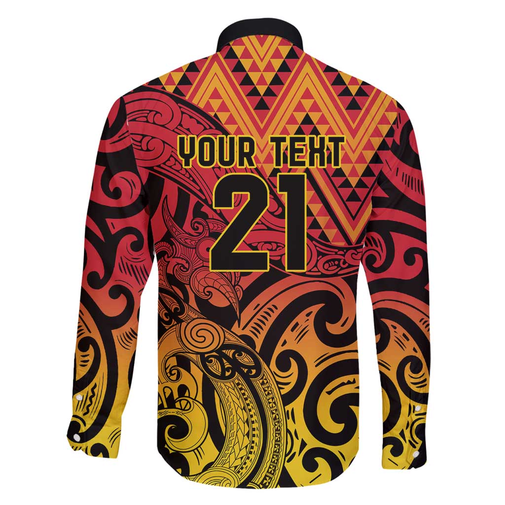 New Zealand Rangatira Custom Family Matching Mermaid Dress and Hawaiian Shirt Red and Gold Niho Taniwha Maori Tribal