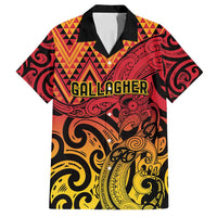 New Zealand Rangatira Custom Family Matching Summer Maxi Dress and Hawaiian Shirt Red and Gold Niho Taniwha Maori Tribal