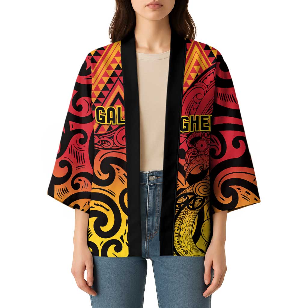 New Zealand Rangatira Custom Kimono Red and Gold Niho Taniwha Maori Tribal - Polynesian Pride