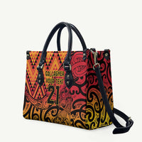 New Zealand Rangatira Custom Leather Bag Red and Gold Niho Taniwha Maori Tribal - Polynesian Pride