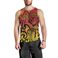New Zealand Rangatira Custom Men Tank Top Red and Gold Niho Taniwha Maori Tribal