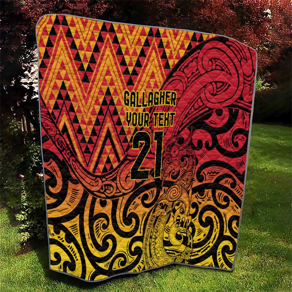 New Zealand Rangatira Custom Quilt Red and Gold Niho Taniwha Maori Tribal LT9 - Polynesian Pride