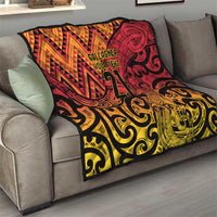 New Zealand Rangatira Custom Quilt Red and Gold Niho Taniwha Maori Tribal LT9 - Polynesian Pride