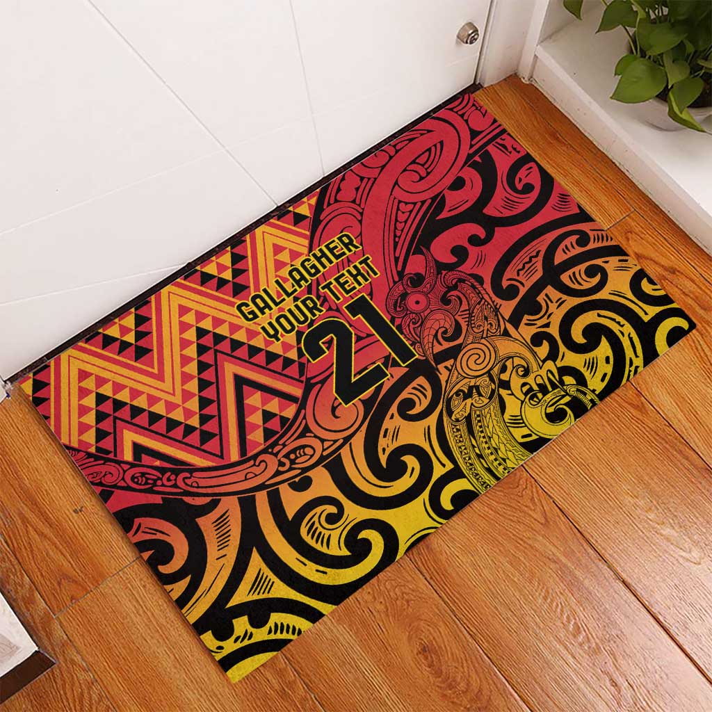 New Zealand Rangatira Custom Rubber Doormat Red and Gold Niho Taniwha Maori Tribal LT9 - Polynesian Pride