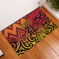New Zealand Rangatira Custom Rubber Doormat Red and Gold Niho Taniwha Maori Tribal LT9 - Polynesian Pride
