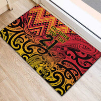 New Zealand Rangatira Custom Rubber Doormat Red and Gold Niho Taniwha Maori Tribal LT9 - Polynesian Pride
