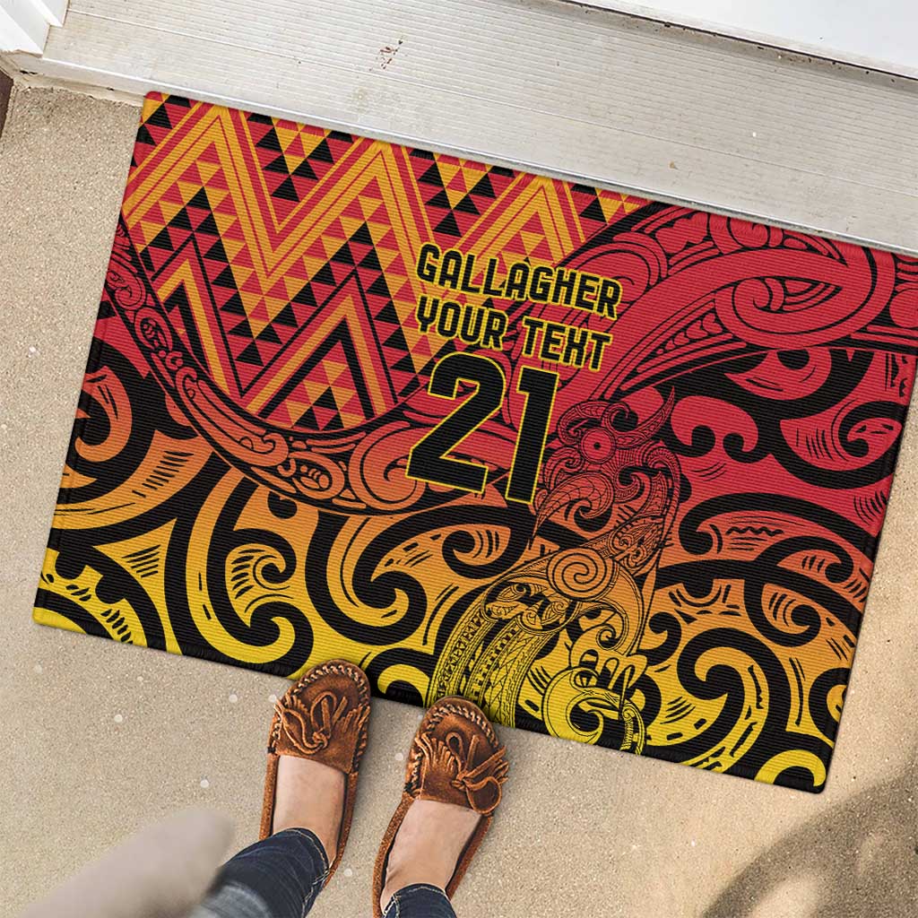 New Zealand Rangatira Custom Rubber Doormat Red and Gold Niho Taniwha Maori Tribal LT9 - Polynesian Pride